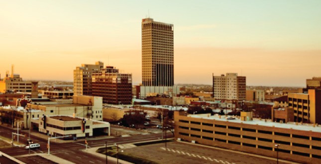 Amarillo TX Skyline at dusk