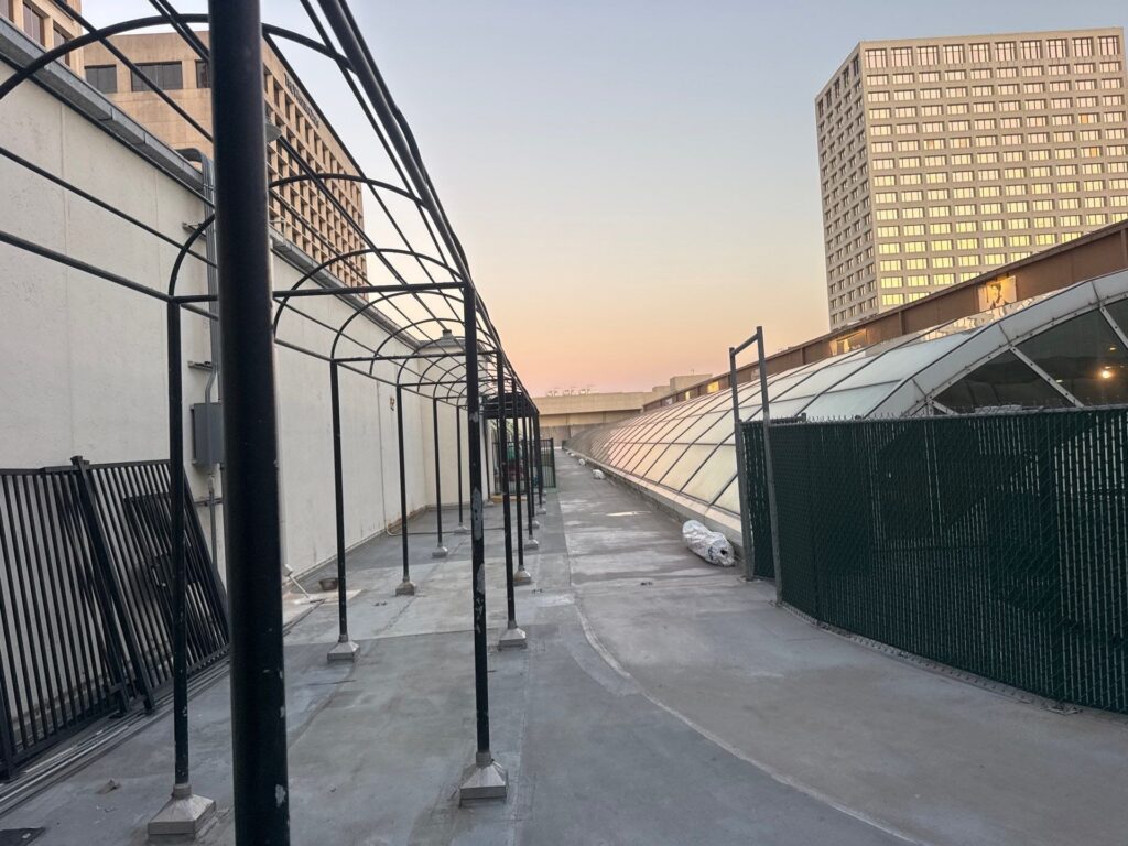 Commercial roof replacement staged at a Houston, TX property
