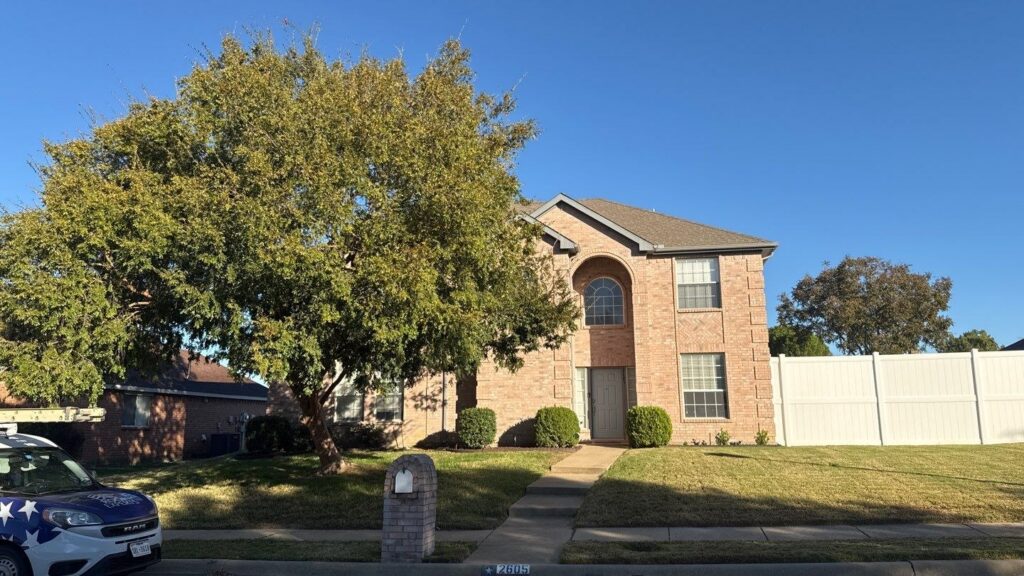 Completed residential roof replacement in Carrollton, TX