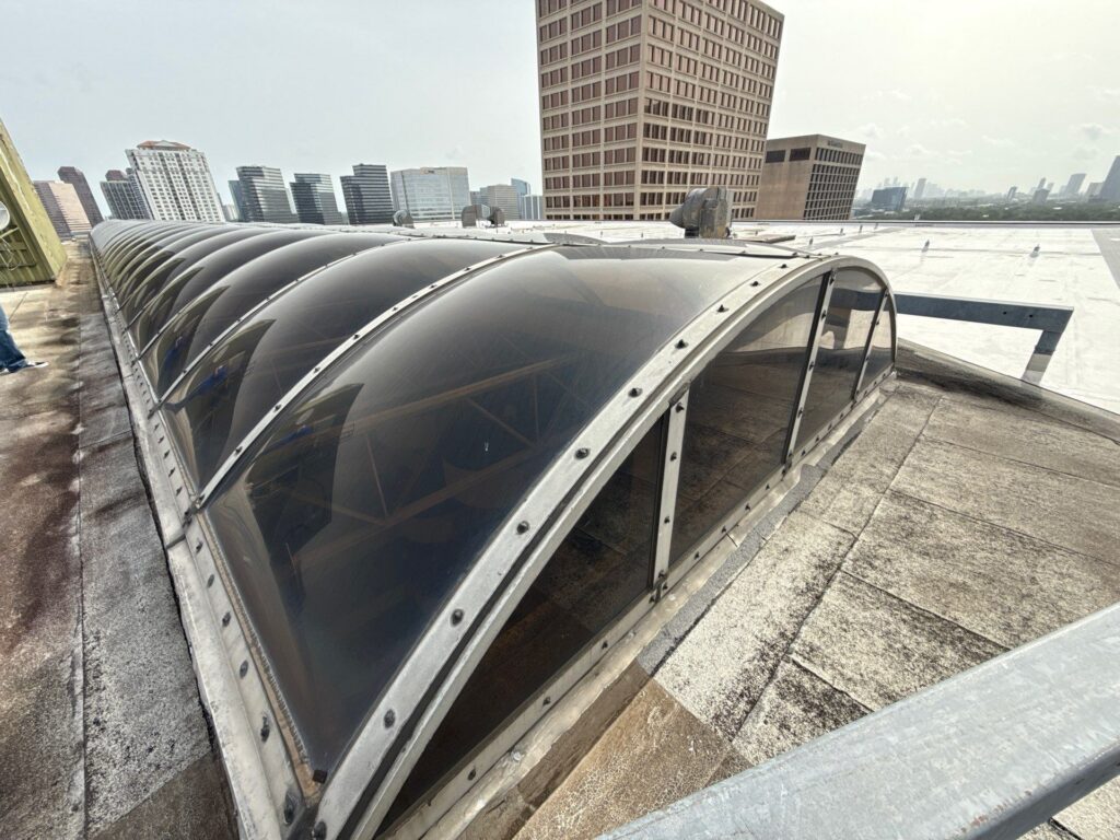 Skylight glazing and roof system work at the Galleria in Houston, TX