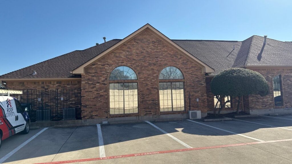 Roof replacement on a professional building in Plano, TX